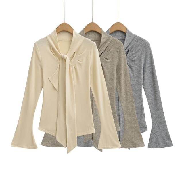 Asymmetrical Cutout Top with Long Sleeves