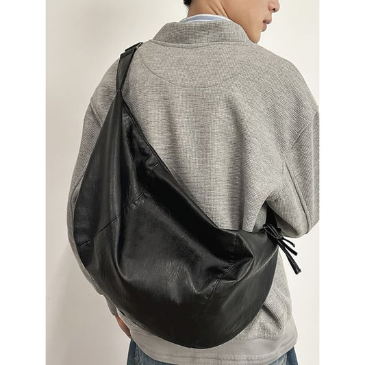 Plain Faux Leather Crossbody Bag