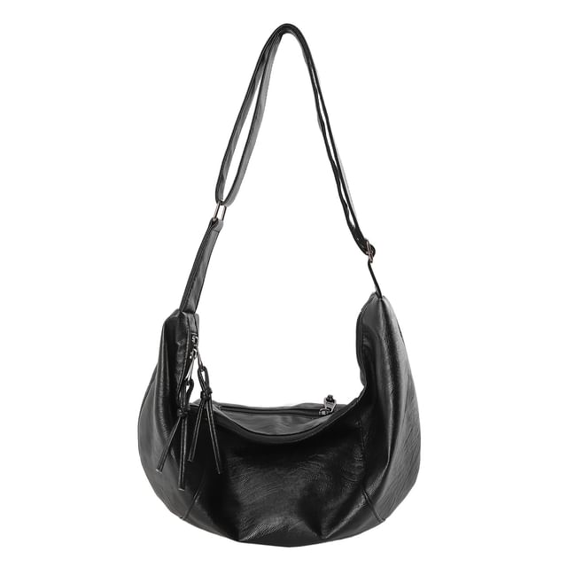 Plain Faux Leather Crossbody Bag