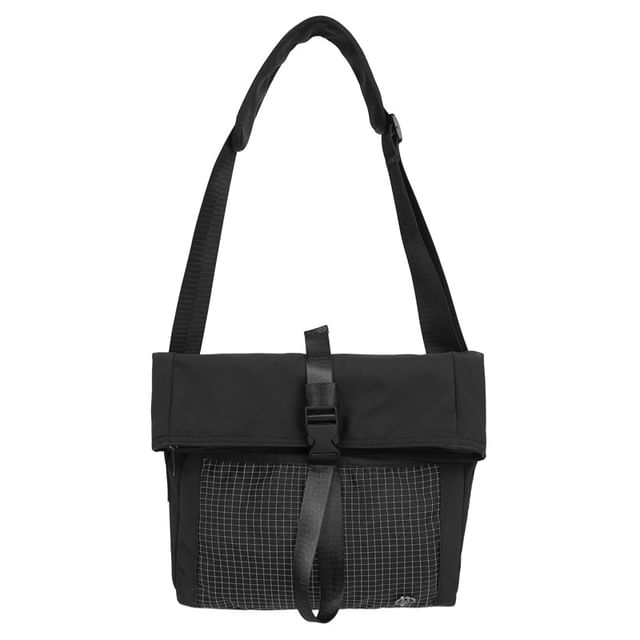 Plaid Panel Buckled Crossbody Bag