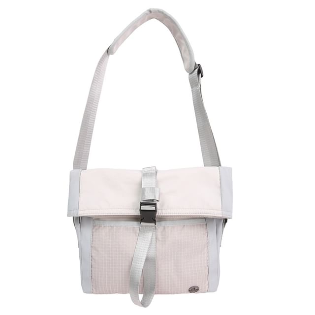 Plaid Panel Buckled Crossbody Bag