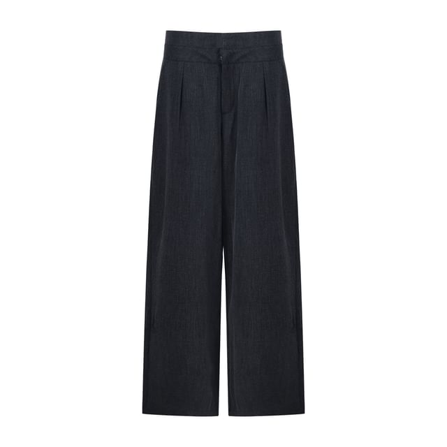 Halter-Neck Tweed Button-Up Vest / High Rise Wide Leg Pants