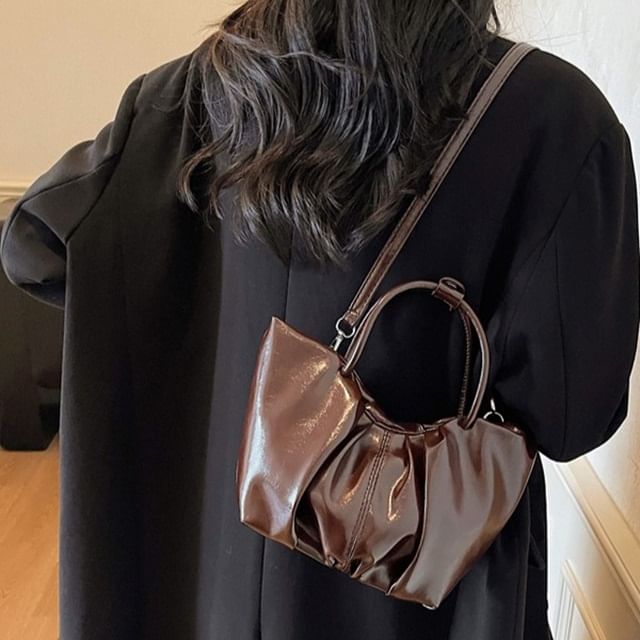 Faux Leather Cinched Shoulder Bag