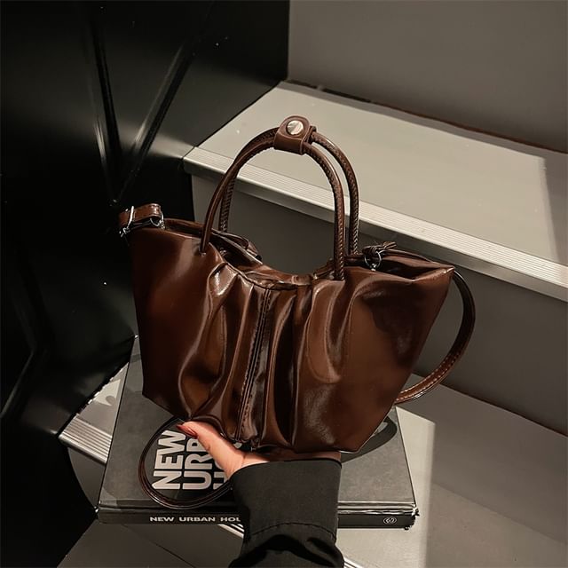 Faux Leather Cinched Shoulder Bag