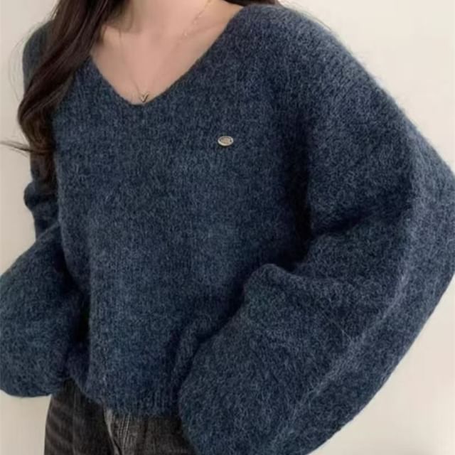 Relaxed V-Neck Drop Shoulder Knitwear