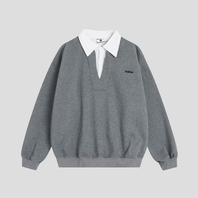 Unisex Oversized Mock Two-Piece Pullover
