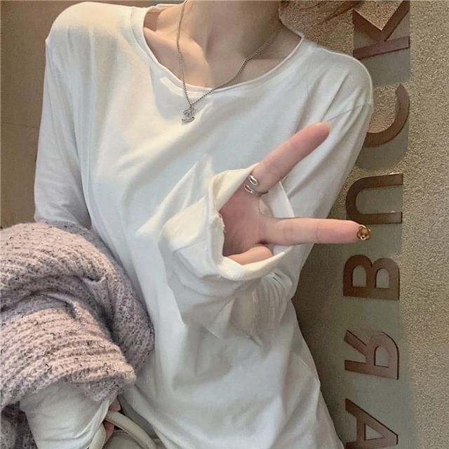 Crew Neck Cardigan & Midi Skirt & Long-Sleeve Tee Set