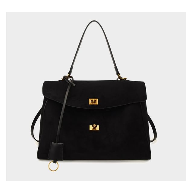 Flap Faux Suede Crossbody Shoulder Bag