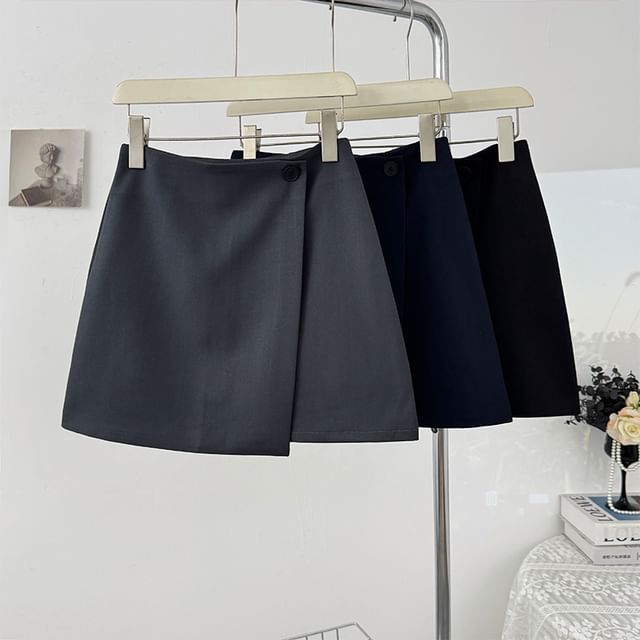 Low Rise Wrapped Plain Mini Skirt