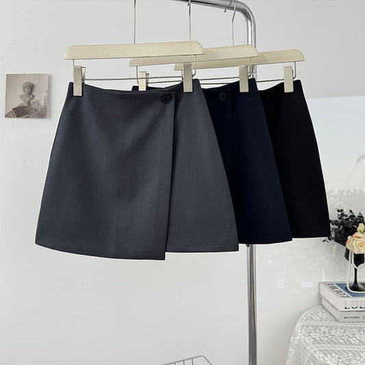 Low Rise Wrapped Plain Mini Skirt