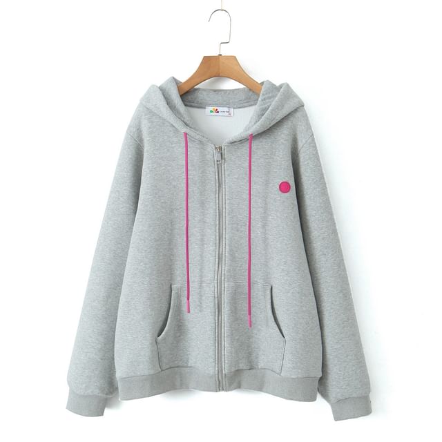 Fleece-Lined Zip Hoodie with Kangaroo Pocket and Hood