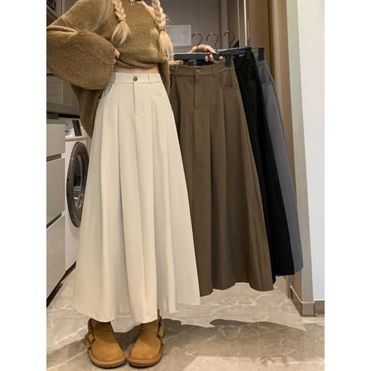 High-Waist Pleated Maxi Skirt