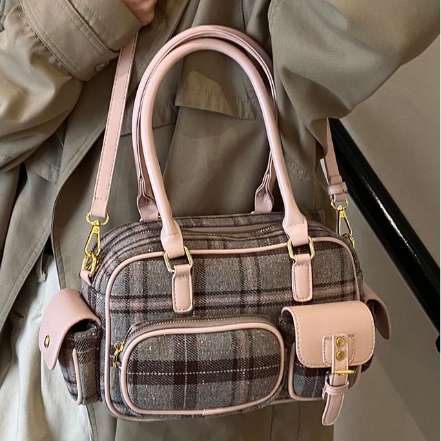 Plaid Boston Bag