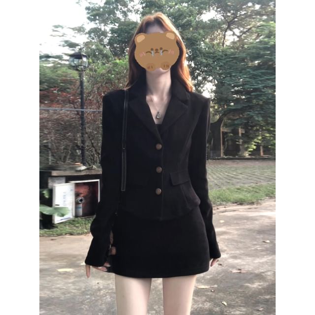 Single Breasted Blazer and Mini A-Line Skirt Set