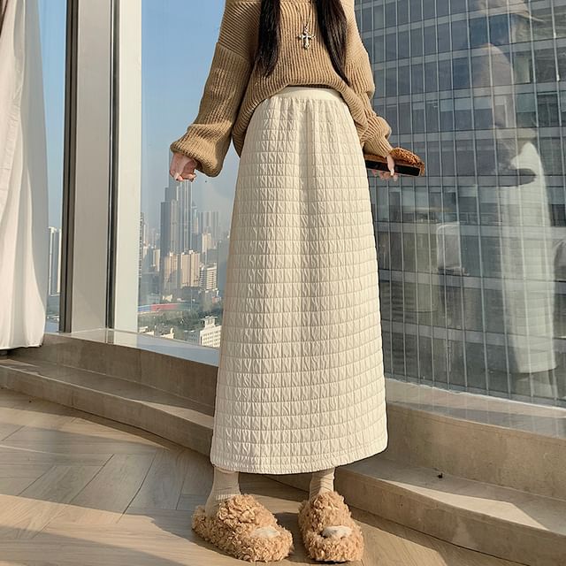 High Waist Quilted Maxi Skirt
