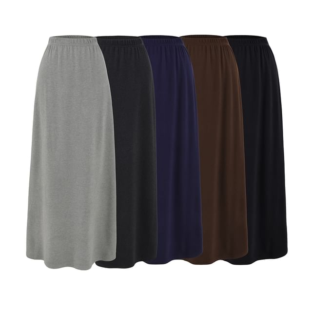 Elastic Waist Maxi A-Line Skirt