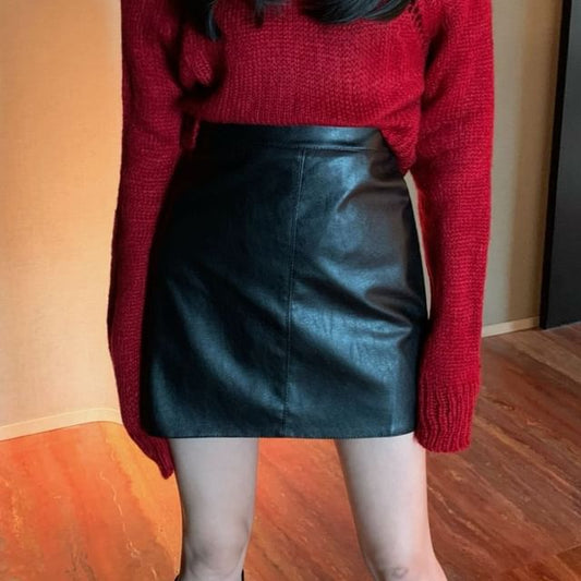 Faux Leather Mini A-Line Skirt