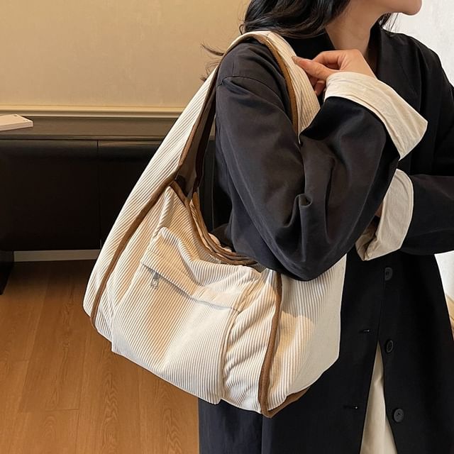 Corduroy Striped Shoulder Bag