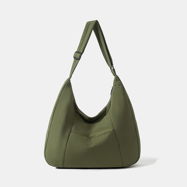Nylon Plain Shoulder Bag