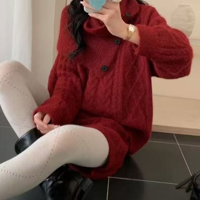 Cable Knit Sweater with Shorts and Snood Set