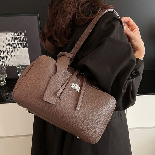 Plain Faux Leather Tote Bag