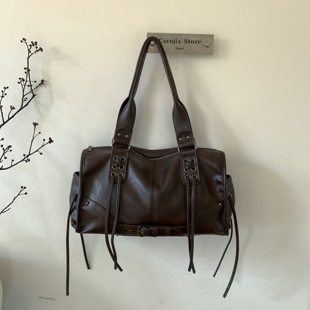 Buckled Lace Up Crossbody Shoulder Bag