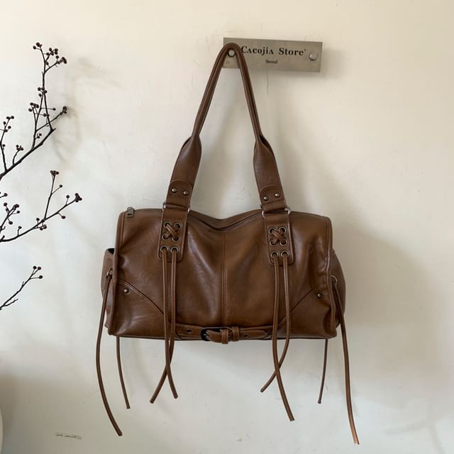 Buckled Lace Up Crossbody Shoulder Bag