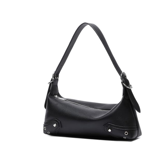 Studded Grommet Buckled Shoulder Bag