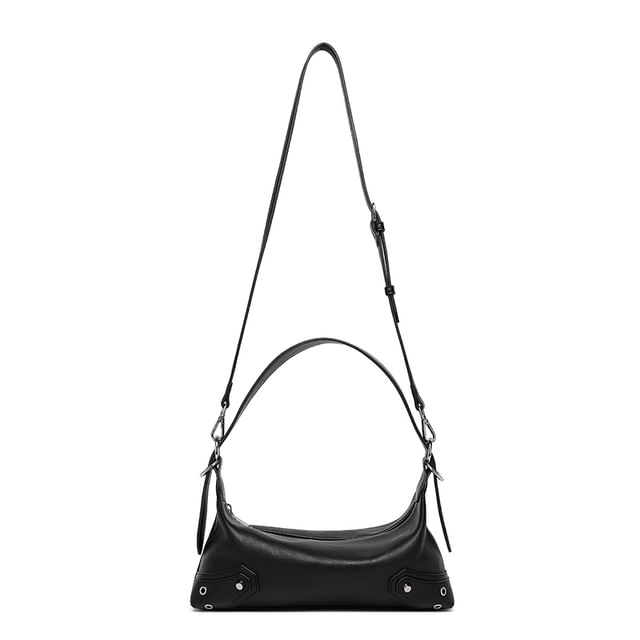 Studded Grommet Buckled Shoulder Bag