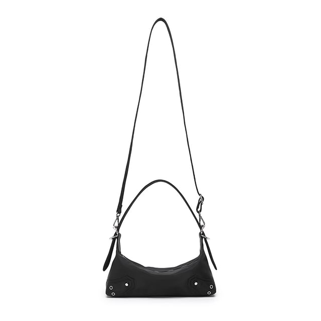 Studded Grommet Buckled Shoulder Bag