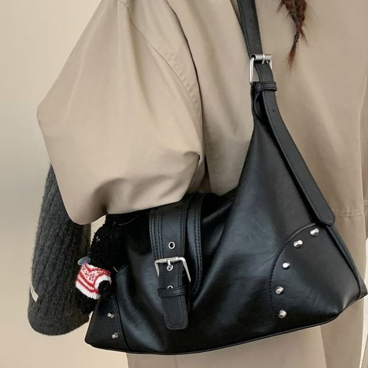 Studded Buckled Shoulder Bag