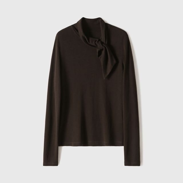 Long Sleeve Tie-Neck Tee