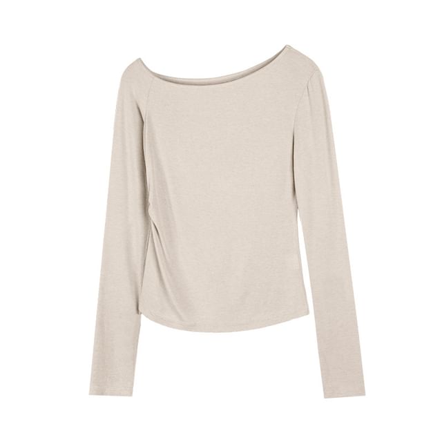 Slim-Fit Off-Shoulder Tee with Extended Sleeves