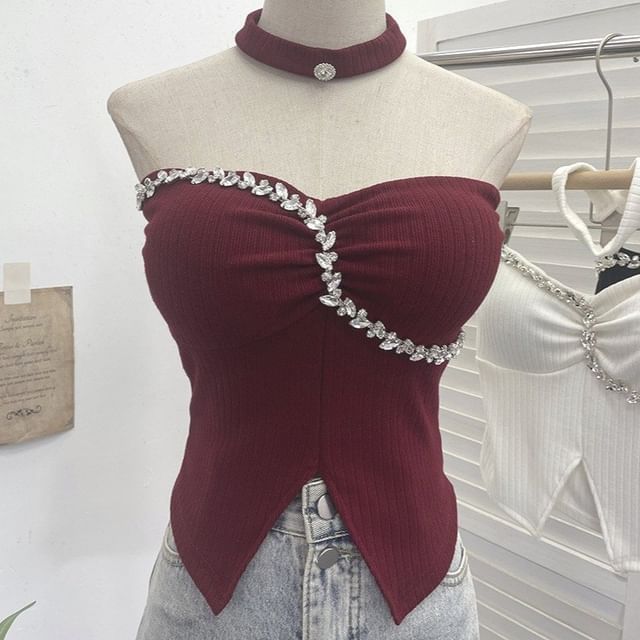 Set: Rhinestone Tube Top & Choker