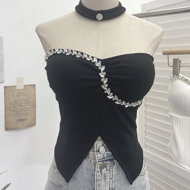 Set: Rhinestone Tube Top & Choker
