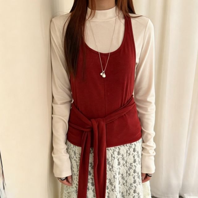 Multi-Piece Set: Tee, Camisole, & Floral Lace Skirt