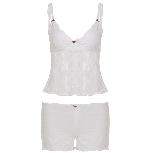 V-Neck Camisole with Lace Detail