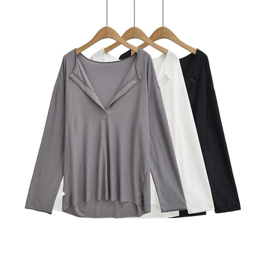 Classic Long-Sleeve V-Neck Tee
