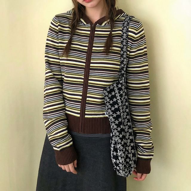 Striped Zip Cardigan