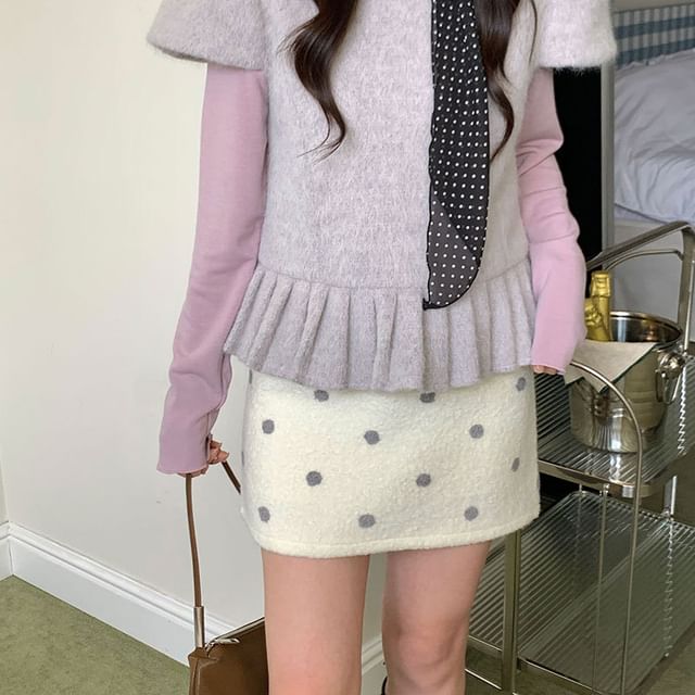 Dotted Mini Pencil Skirt for Mid Rise