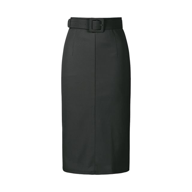 Mock Neck Tee and Belted Pencil Skirt Set