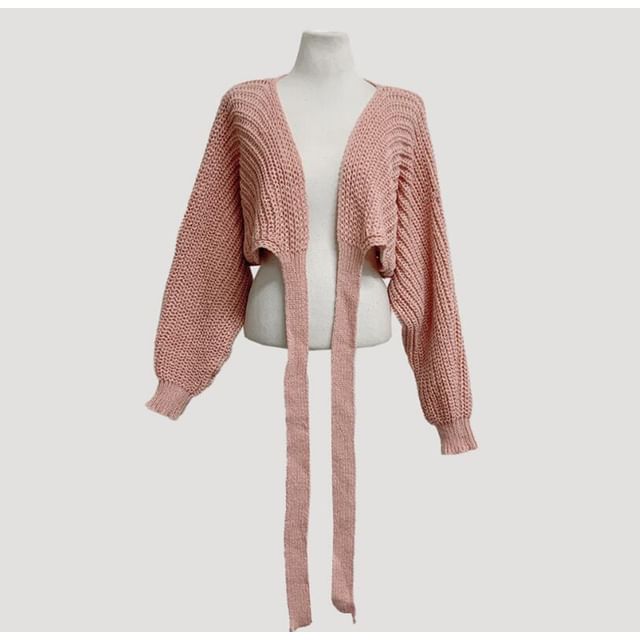 V-Neck Tie-Up Wrap Sweater