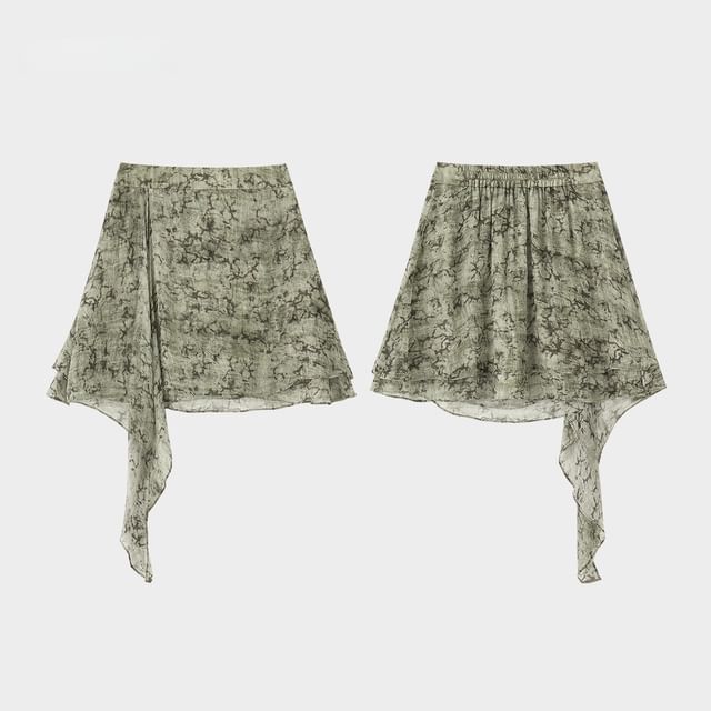 Sheer Blouse, Asymmetrical Skirt, and Camisole Set