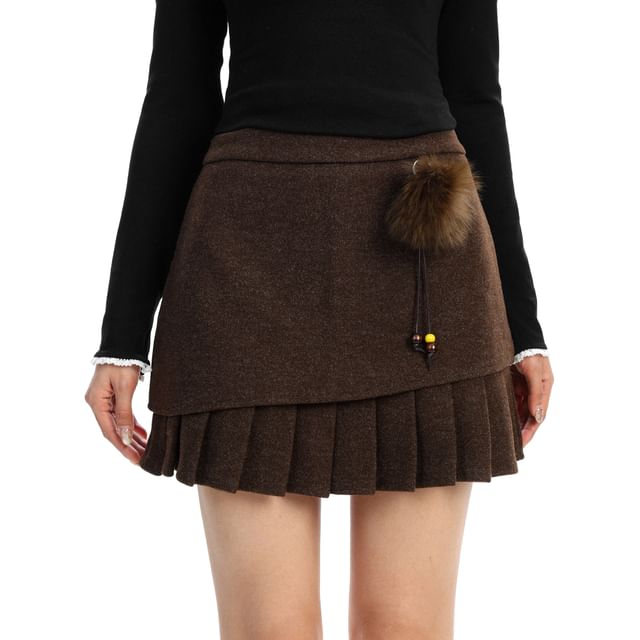 Asymmetrical Pleated Hem Mini A-Line Skirt