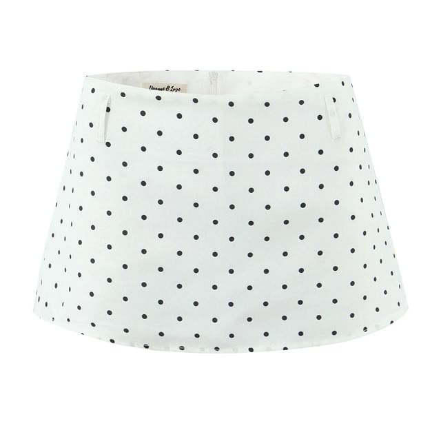 Dotted Open-Back Tank Top and Mini Skirt Set