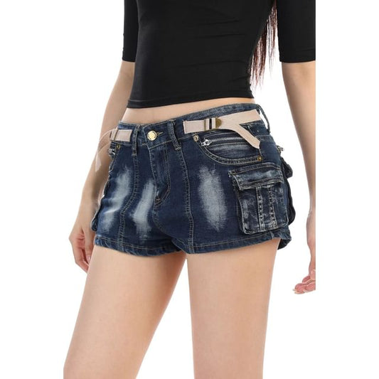 Low Waist Denim Hot Pants