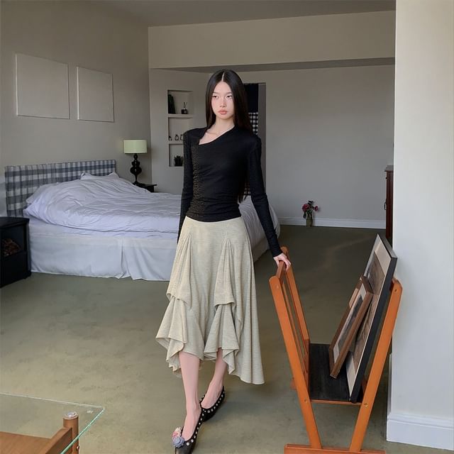 Asymmetrical High Low A-Line Skirt Set