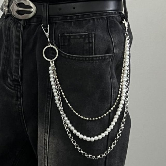 Faux Pearl Layered Pants Chain