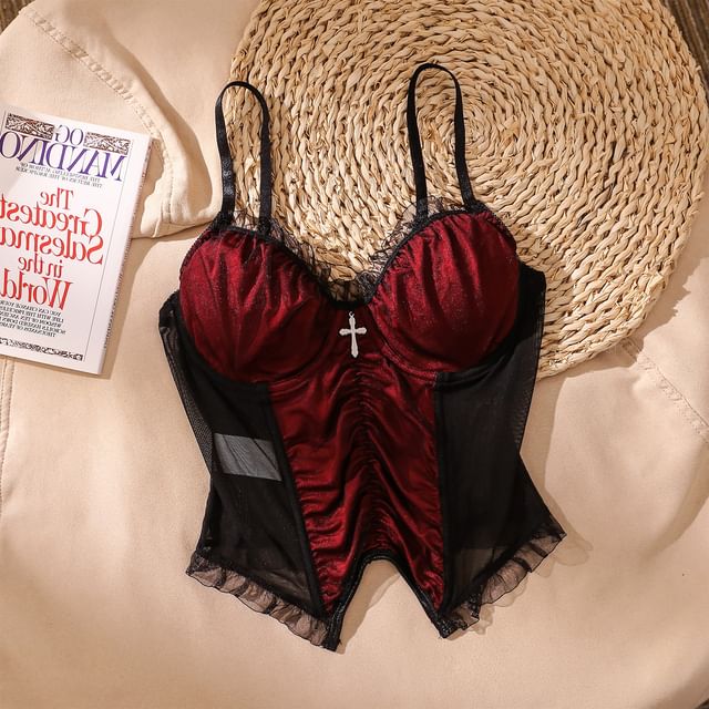 Lace-Trim Strappy Bustier