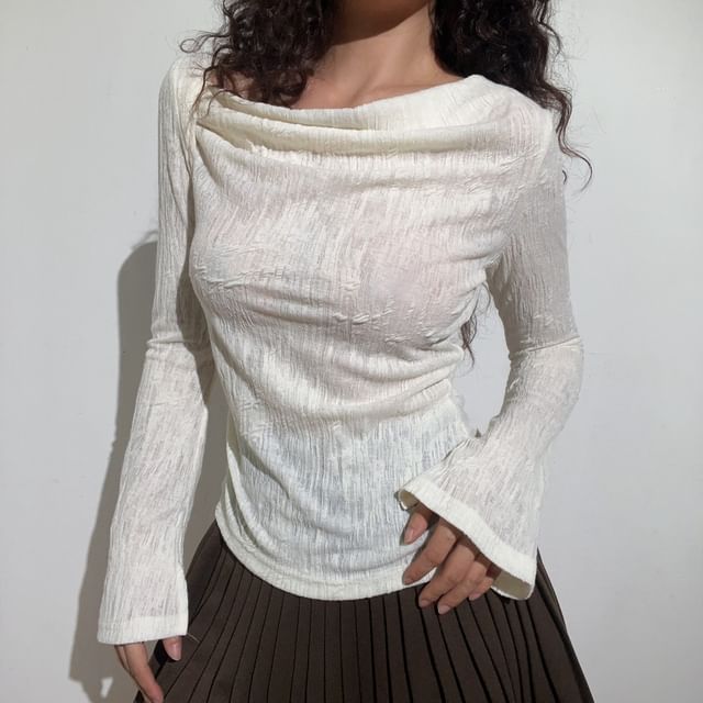 Cowl Neck Long-Sleeve Tee